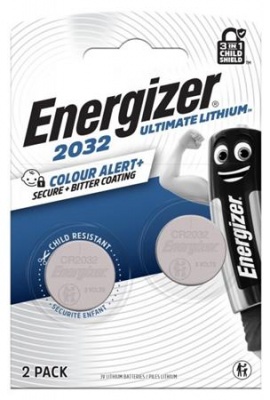 Gombíková batéria, CR2032, 2 ks, farebný indikátor, ENERGIZER "Ultimate Lithium Performance"