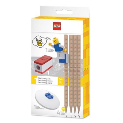Grafitová ceruzka, sada, so strúhadlom a gumou, s mini figúrkou, LEGO