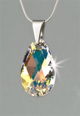 Retiazka, Made with SWAROVSKI® elements , s príveskom v tvare kvapky, biela, 16 mm