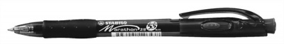 Guľôčkové pero, 0,4 mm, stláčací mechanizmus, STABILO "Marathon", čierne
